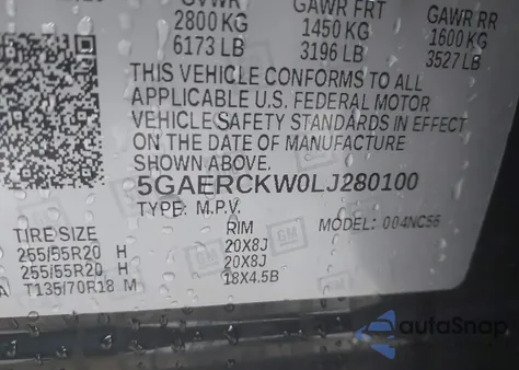 2020 Buick Enclave Fwd Premium z USA, uszkodzony, nr VIN 5GAERCKW0LJ280100